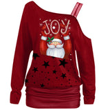 Black Christmas Sweater Christmas Print Shoulder Belt Sweater