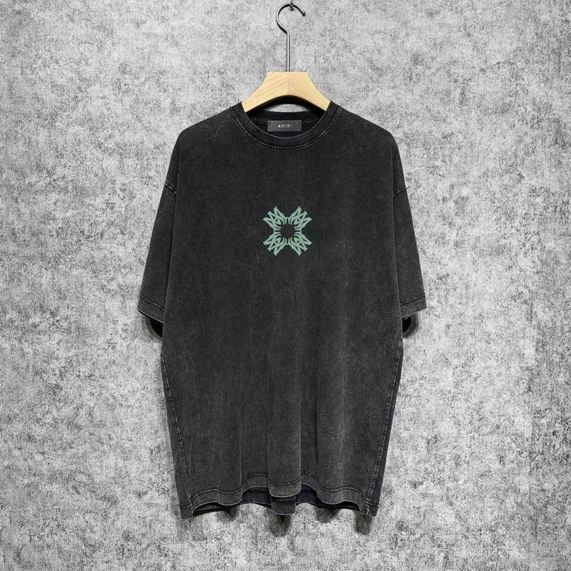 Amiri washed t-shirt - small letter crew print short sleeve