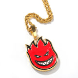 Jewelry Cartoon Double Sided Small Fire Man Color Zirconium Pendant Necklace Jesus Pieces