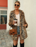 Women Fur Jacket Fluffy Leopard Coat Autumn and Winter
