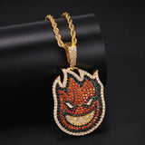 Jewelry Cartoon Double Sided Small Fire Man Color Zirconium Pendant Necklace Jesus Pieces