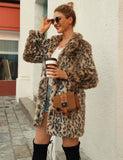 Women Fur Jacket Fluffy Leopard Coat Autumn and Winter