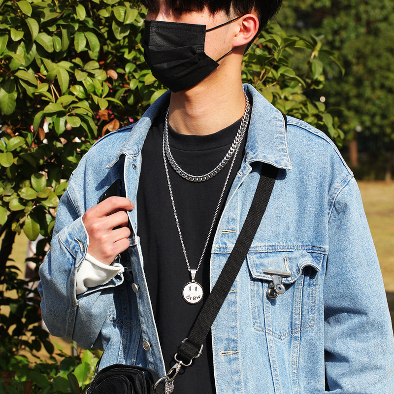 Jewelry drew letter smiley face pendant necklace slightly set with zircon St. Valentine's Spectrum Alphabet Pieces