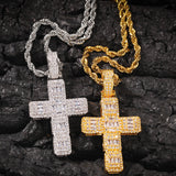 Jewelry Cross Necklace Hiphop Fashion Square Zirconium Pendant Crosses Royalty St. Valentine's