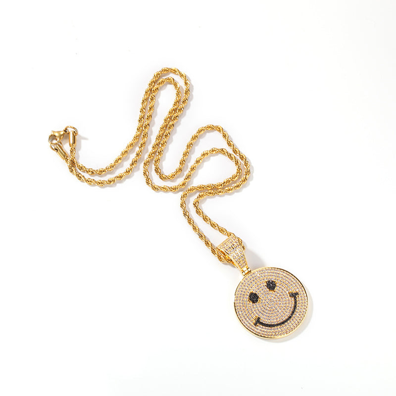 JewelrySmile Expression Round Zircon Pendant