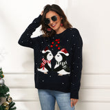 Black Christmas Sweater Penguin Loose Long Sleeve Sweater