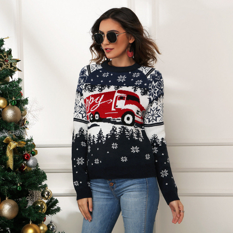Black Christmas Sweater Christmas Snowflake Women's Sweater Loose Sweater