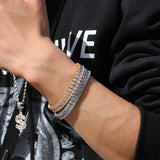 Bracelet Gold Plated Square Zircon Stainless Steel Bracelet Hip Hop Spectrum St. Valentine's