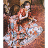 Betty Draper Valentine's Day Dress Vintage Court Print Dress Long Dress