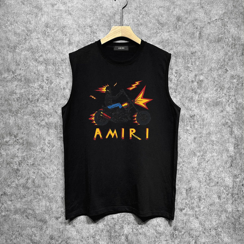 Amiri tank top motorcycle skull printing