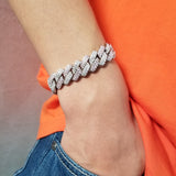 Bracelet silver powder matching bar Cuban chain bracelet hiphop St. Valentine's Spectrum