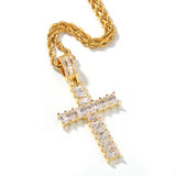 Jewelry Gold Plated T-Square Zircon Cross Pendant Necklace Crosses St. Valentine's Spectrum