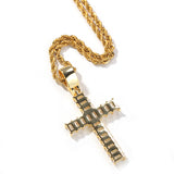 Jewelry Gold Plated T-Square Zircon Cross Pendant Necklace Crosses St. Valentine's Spectrum