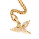 Jewelry Hip Hop Gold Plated Winged Angel Pendant Microencrusted Zircon Spectrum St. Valentine's