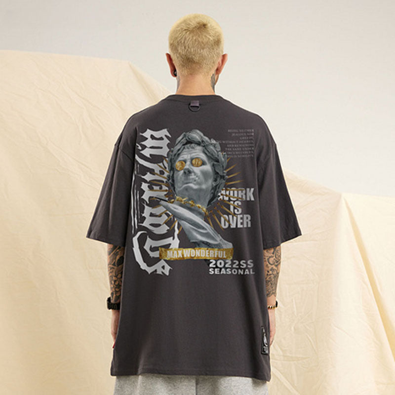 Men T-Shirt Printed round Neck Short Sleeve Summer