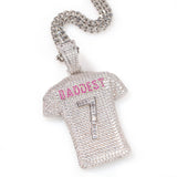 Jewelry Full Zircon No. 7 Jersey Pendant Necklace ins Spectrum Jesus Pieces Black Mamba