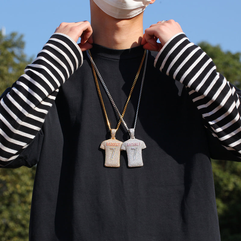 Jewelry Full Zircon No. 7 Jersey Pendant Necklace ins Spectrum Jesus Pieces Black Mamba