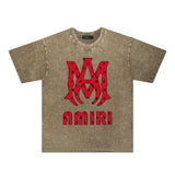 Amiri Washed Distressed T Shirt Printed Trendy Pure Cotton
