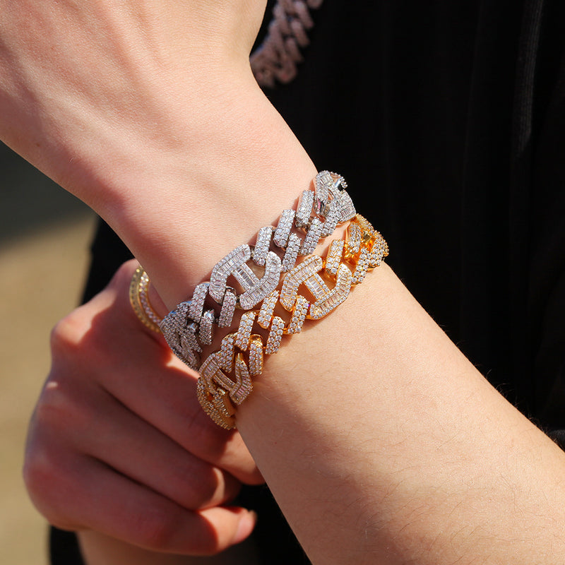 Bracelet Hiphop Zircon Strip Cuban Bracelet Spectrum Royalty