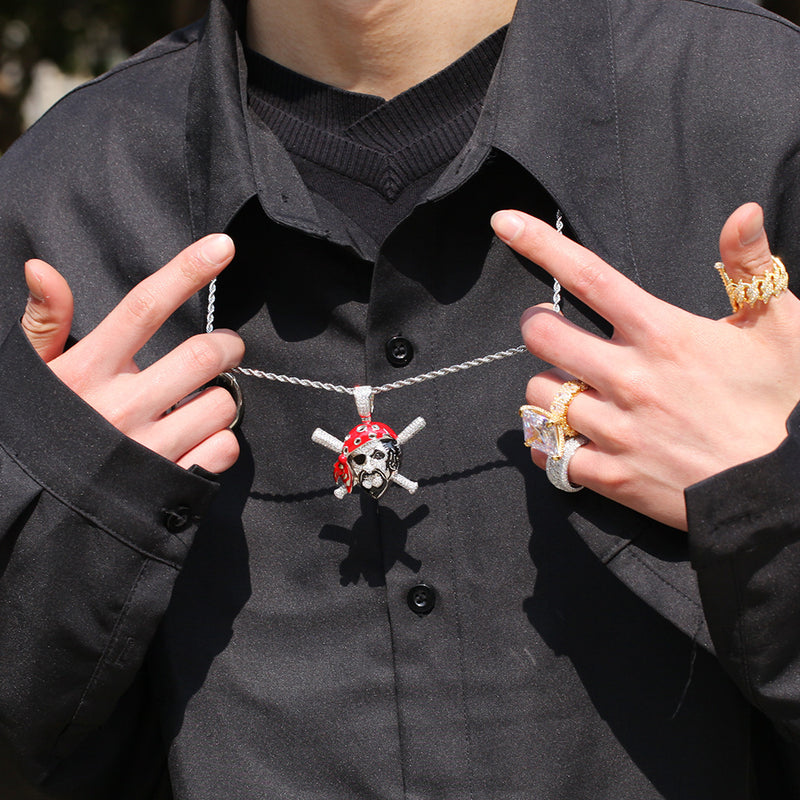 Jewelry Miniature Zircon Colored Skull Pirate Pendant Punk Skull Pieces Jesus Pieces