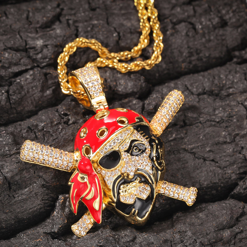 Jewelry Miniature Zircon Colored Skull Pirate Pendant Punk Skull Pieces Jesus Pieces