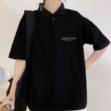 Fog Fear Of God Essentials T Shirt Double Line Polo Shirt Reflective Letter Short Sleeve Loose Couple
