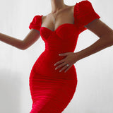 Women Dress Pleated Sexy Tight Dress