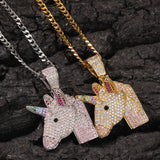 Jewelry Dream Unicorn Pendant Full of Zircon Rainbow Pony Animal St. Valentine's Spectrum