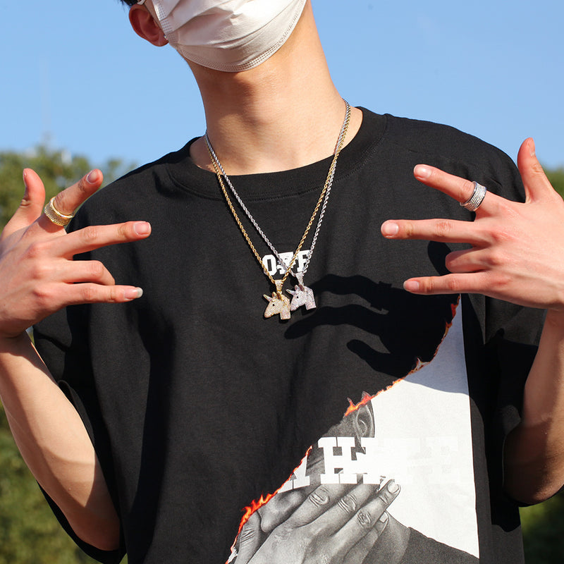 Jewelry Dream Unicorn Pendant Full of Zircon Rainbow Pony Animal St. Valentine's Spectrum