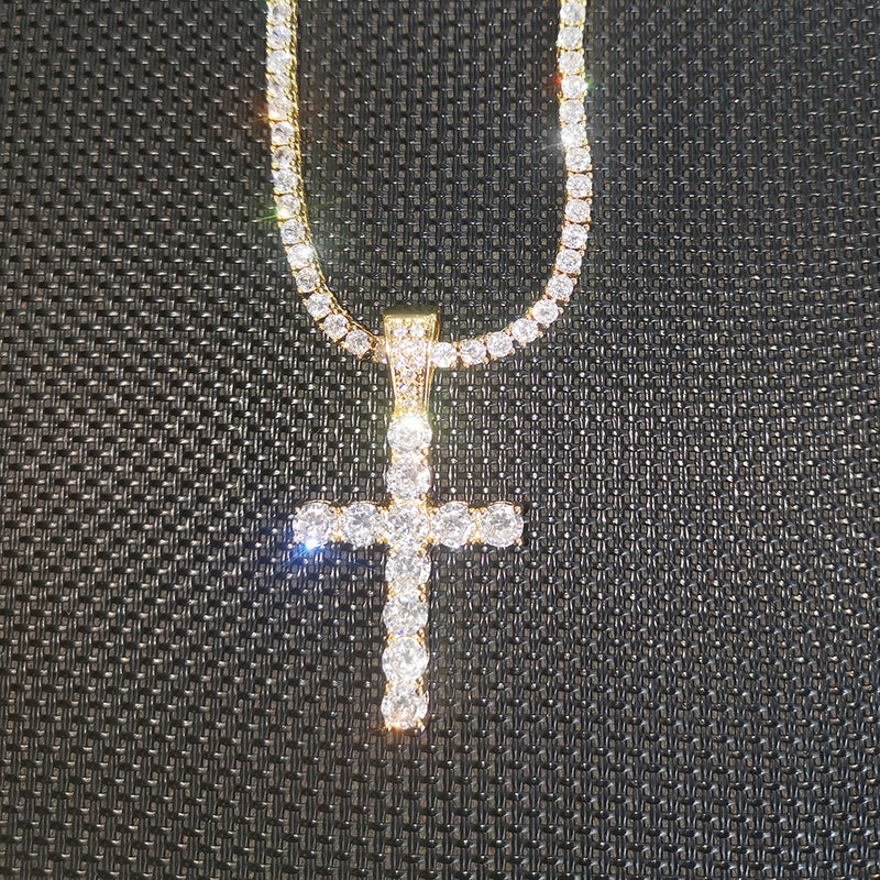 Jewelry Claw Set Zircon Cross Pendant Rock Necklace Jesus Pieces Spectrum St. Valentine's