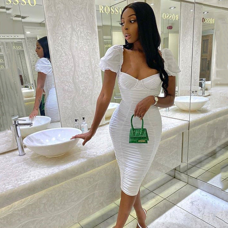 Women Dress Pleated Sexy Tight Dress
