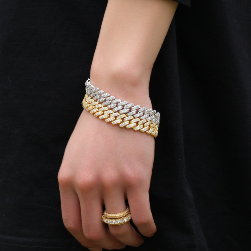 Bracelet Diamond Bracelet 12mm Bar Cuban Chain Royalty Spectrum St. Valentine's