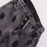 Godspeed Shorts Summer GOD Letter Pattern Embroidered Casual Denim Shorts