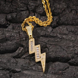 Jewelry ins zircon lightning pendant necklace hip hop lightning royalty Jesus Pieces