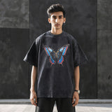 Mens Vintage T Shirt Cartoon Print Short Sleeve