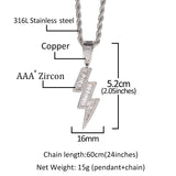 Jewelry ins zircon lightning pendant necklace hip hop lightning royalty Jesus Pieces