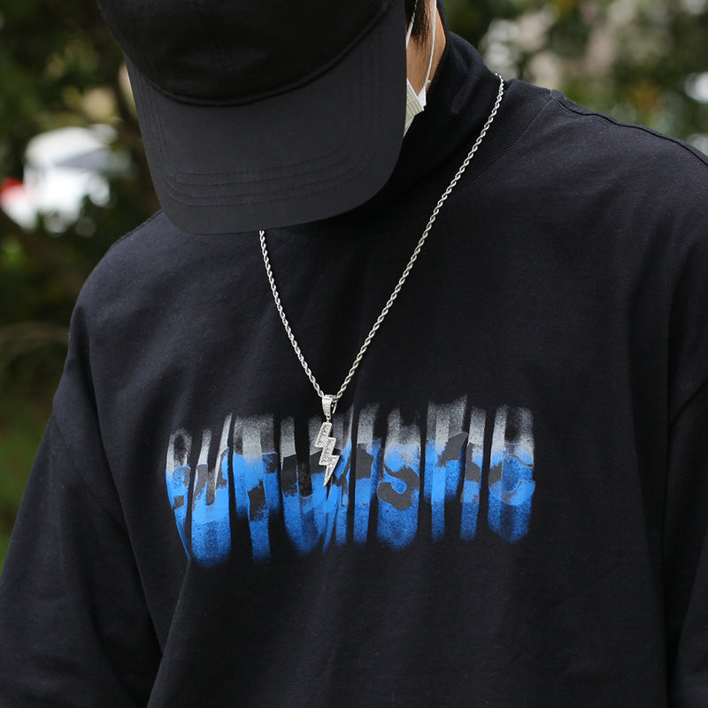 Jewelry ins zircon lightning pendant necklace hip hop lightning royalty Jesus Pieces