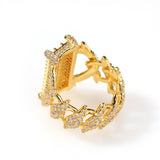 Rings Gold Plated Square Zirconium Personality Hip Hop Ring St. Valentine's