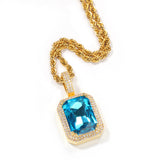 Jewelry Colored Square Solid Vintage Pendant Necklace with Diamonds ins Royalty Jesus Pieces Spectrum