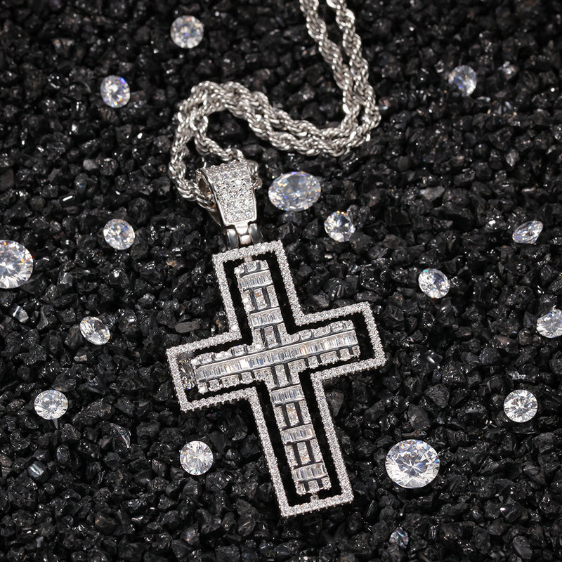 Jewelry Rotatable Double Sided Cross Pendant Necklace Fashion Zircon Pendant Spectrum St. Valentine's