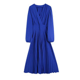 Women Dresses Slim-Fit Pleated Waist-Tight Dress