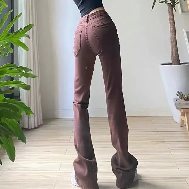 Women Jeans Slimming Denim Bell-Bottom Pants Retro