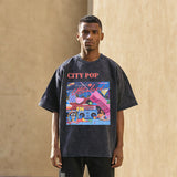 Mens Vintage T Shirt Short Sleeve T-Shirt Men's High Street