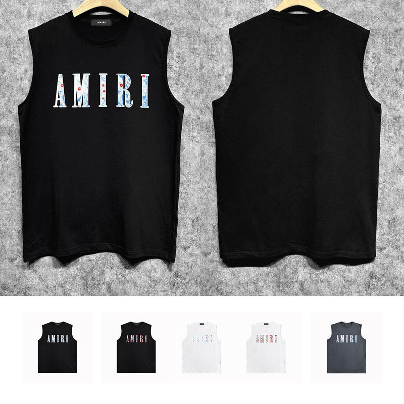 Amiri tank top colorful waist flower printing