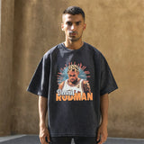 Mens Vintage T Shirt Portrait Print Short Sleeve T-Shirt