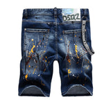 DSQ2 Short Jeans Ripped Patch Slim-fit Stretch Denim Shorts