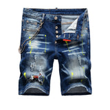 DSQ2 Short Jeans Ripped Patch Slim-fit Stretch Denim Shorts