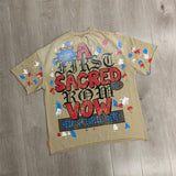 First Row T Shirts A Sacred Vow Masterpiece Art Tee European and American trendy brand hot diamond washing water old pure cotton