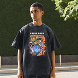 Mens Vintage T Shirt Cartoon Print Short Sleeve