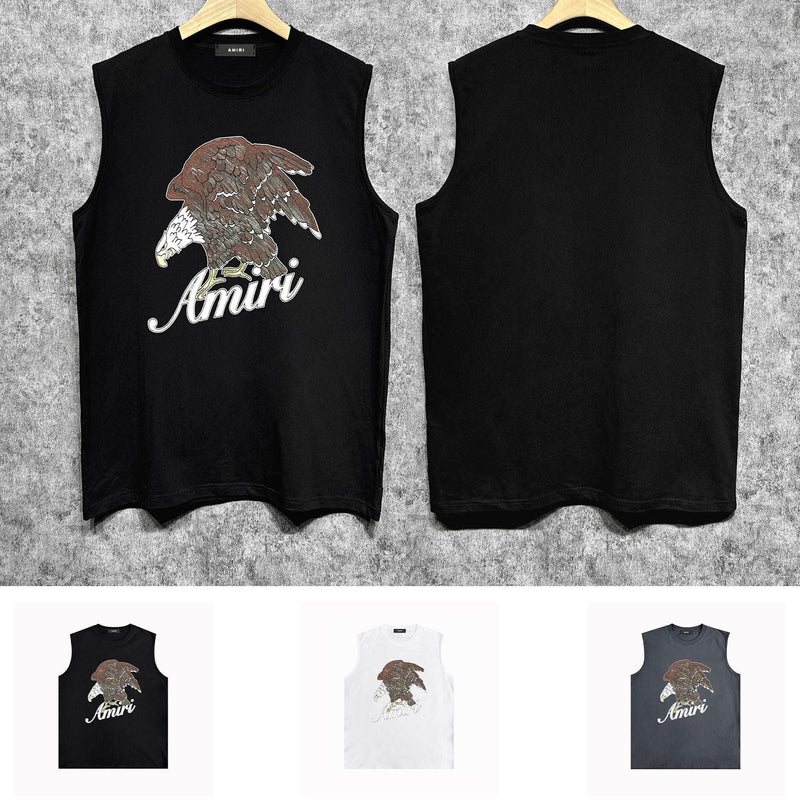 Amiri tank top brown flying eagle print